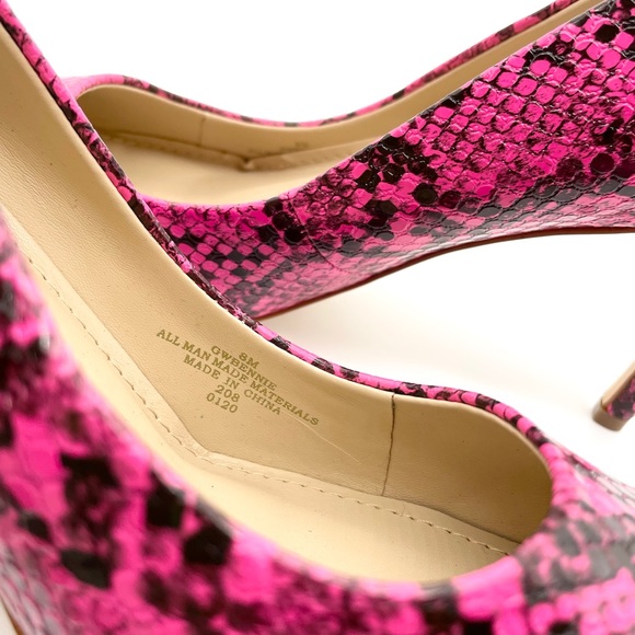 Guess Heels Pink Sexy Snake Embossesd Bennie Pumps - Picture 11 of 11